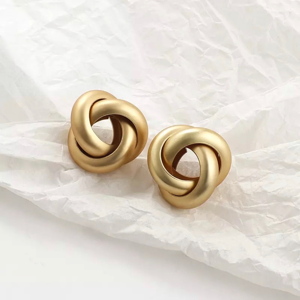 Geometric Drop Statement Earrings Gold Platted